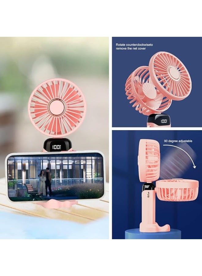 Small Portable Handheld Fan USB 5000mAh with Scented Disc and Lanyard for Effective Cooling and Modern Design in Elegant Pink Color - Image 2